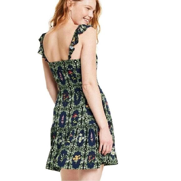 NWT Agua Bendita X Target Women’s Tile Floral Ruffle Sleeve Dress, Size L - Picture 2 of 11